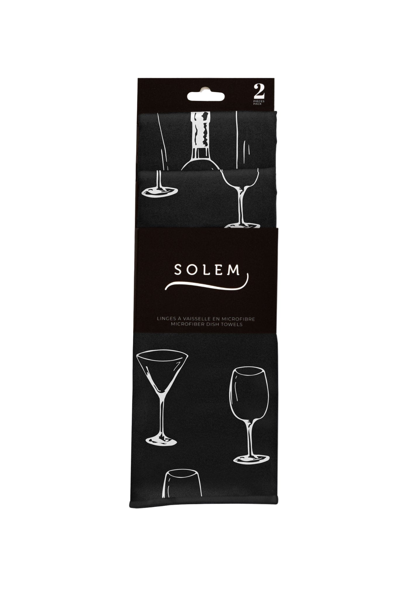 set - de - serviettes - avec - verre - et - bouteille - de - vin - Linges à vaisselle La Cuvée Solem (lot de 2) - Solem
