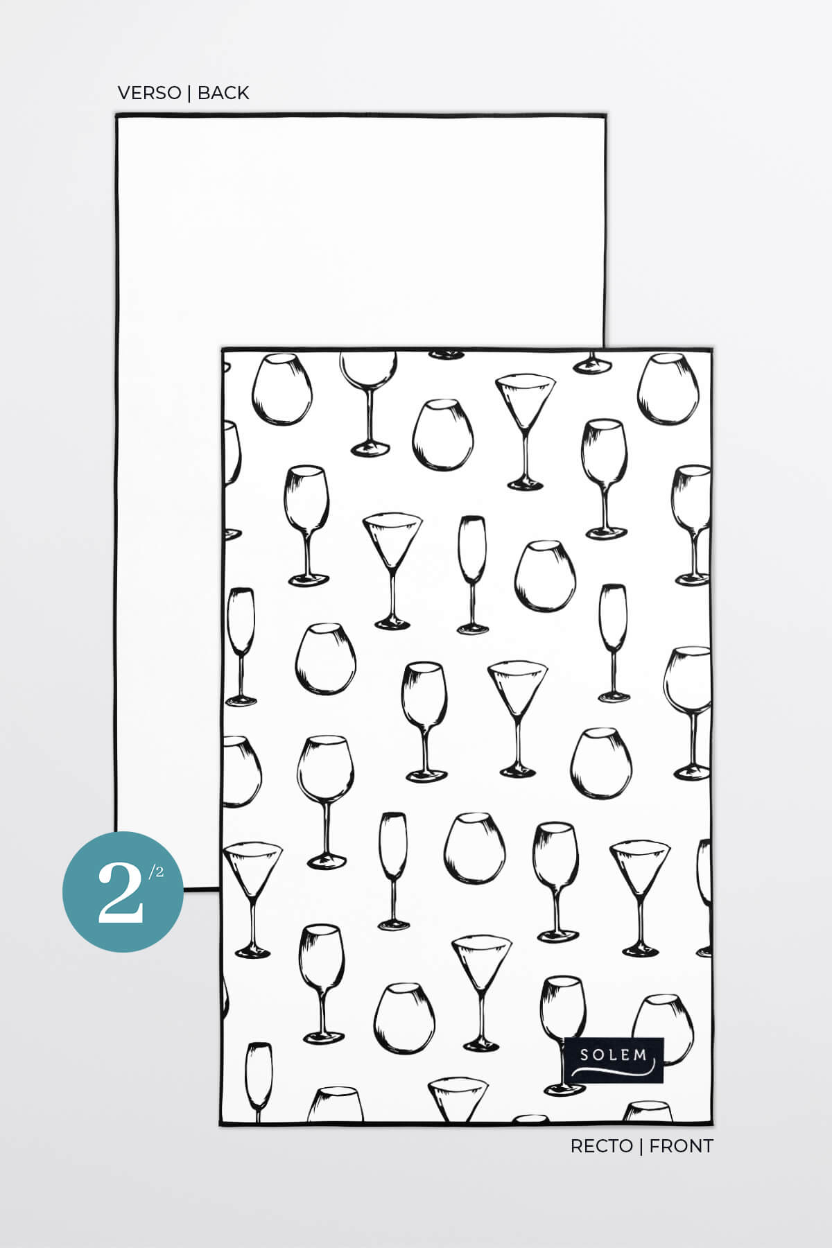 serviette - blanche - microfibre - polissage - recto - verso - verre - cocktail - Linges de polissage Le Grand Cru (lot de 2) - Solem