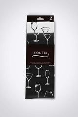 duo - de - serviettes - microfibre - illustration - verre - vin - cocktail - Linges de polissage Le Grand Cru (lot de 2) - Solem