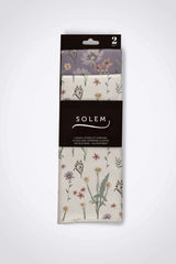 ensemble - violet - beige - de - microbre - fleuri - vitre - Linges vitres et miroirs Douce Floraison (lot de 2) - Solem