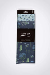 Ensemble - linges - bleu - a - fleurs - pour - miroir - et - vitre - Linges vitres et miroirs Inspiration Fleurie (lot de 2) - Solem