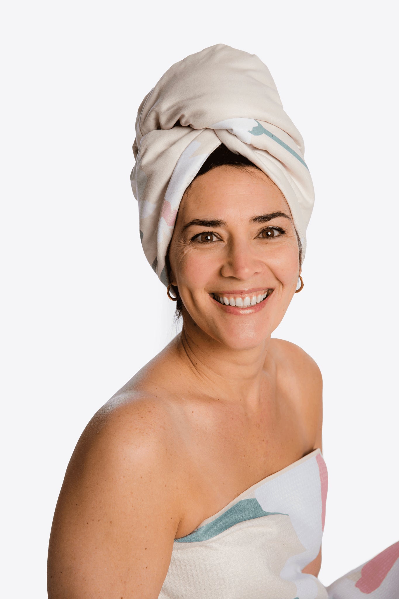 The Breezy Marguerite Collection Hair Towel - Beige Default Title -