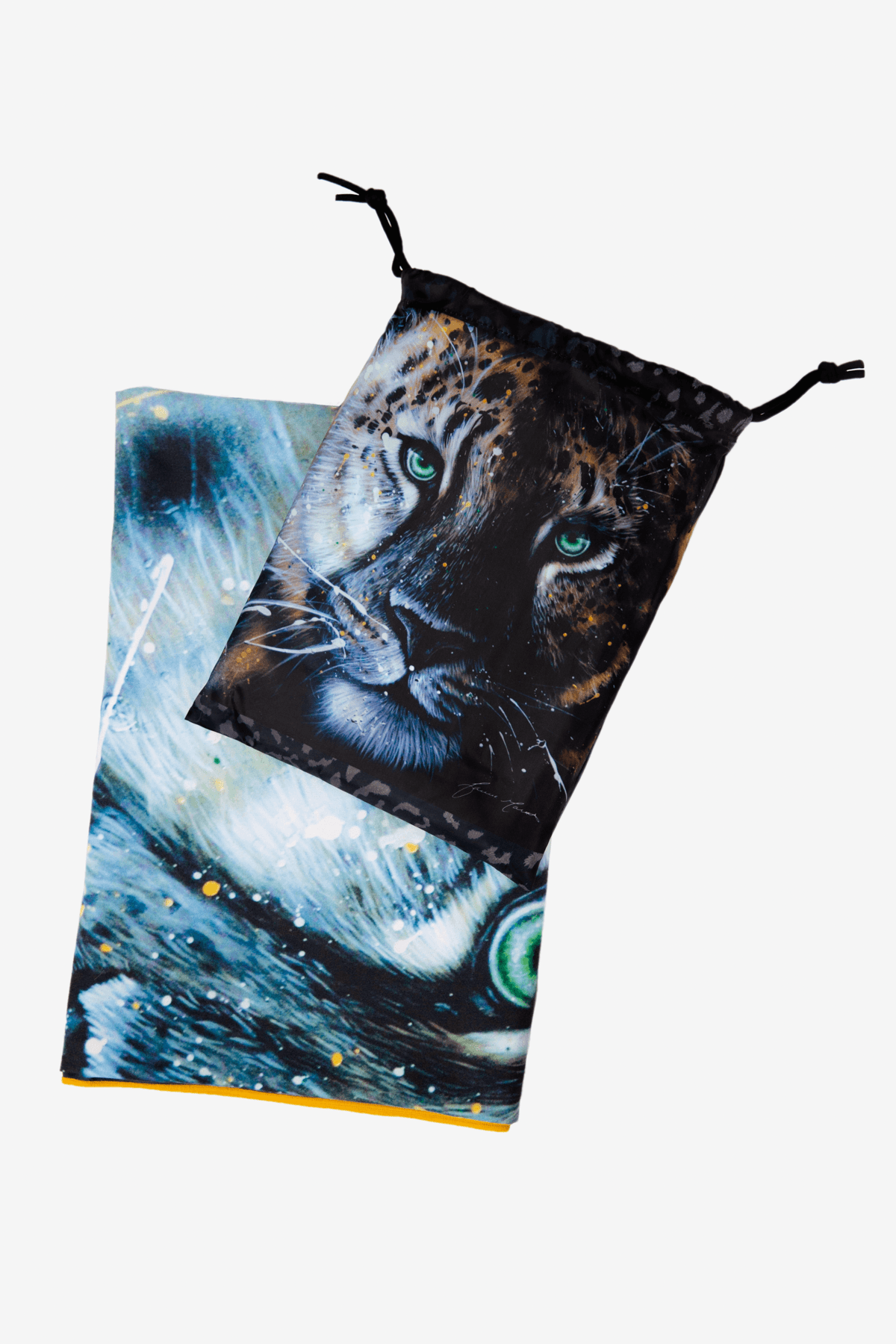 serviette-de-plage-microfibre-solem-pochette-leopard - Serviette de plage Le Léopard « Regarde-moi! » | XL - Solem