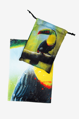 serviette-de-plage-microfibre-solem-pochette-toucan - Serviette de plage Le Toucan « Tu viens souvent ici? » | XL - Solem
