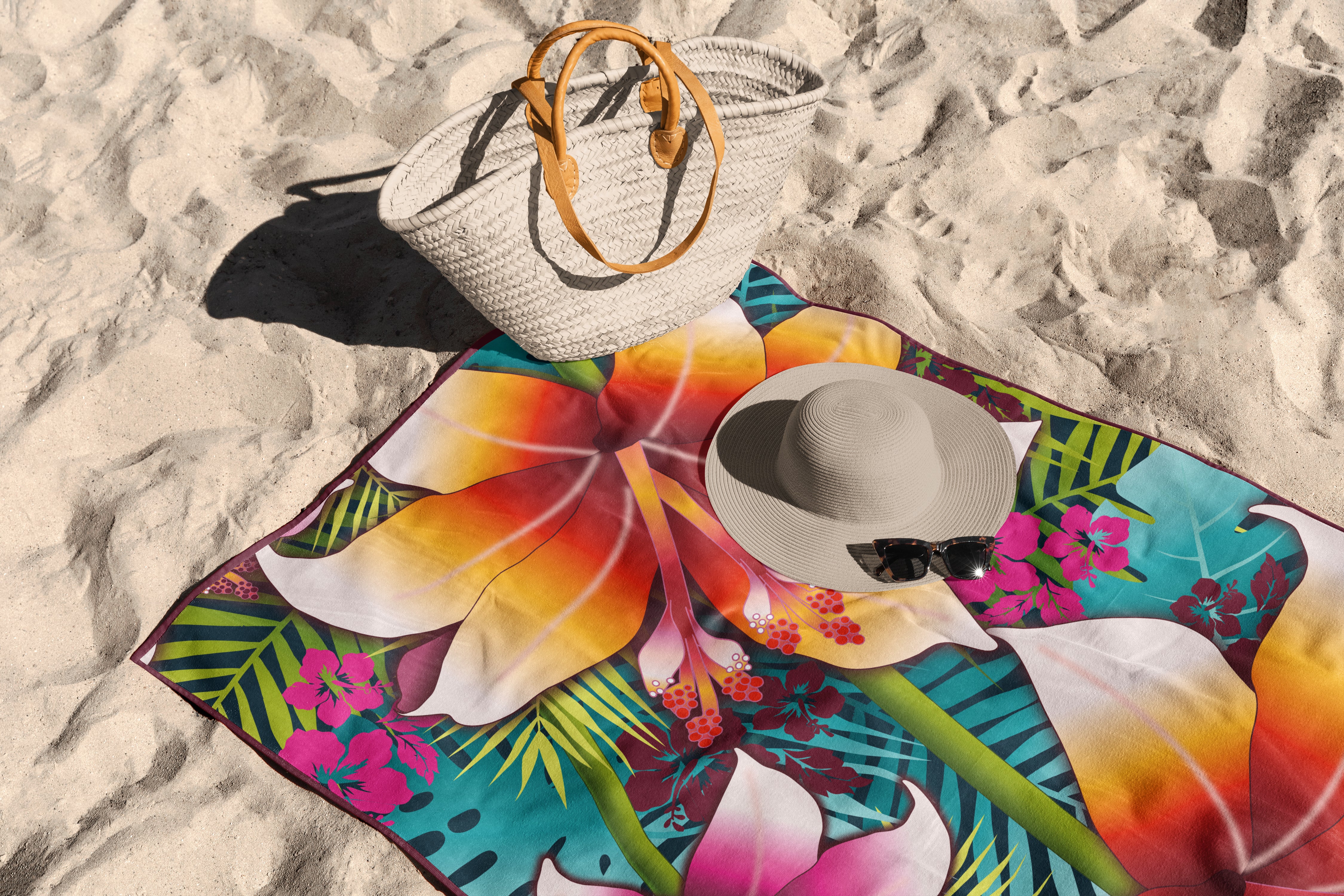 Serviette de plage Fleurs de Tahiti XL