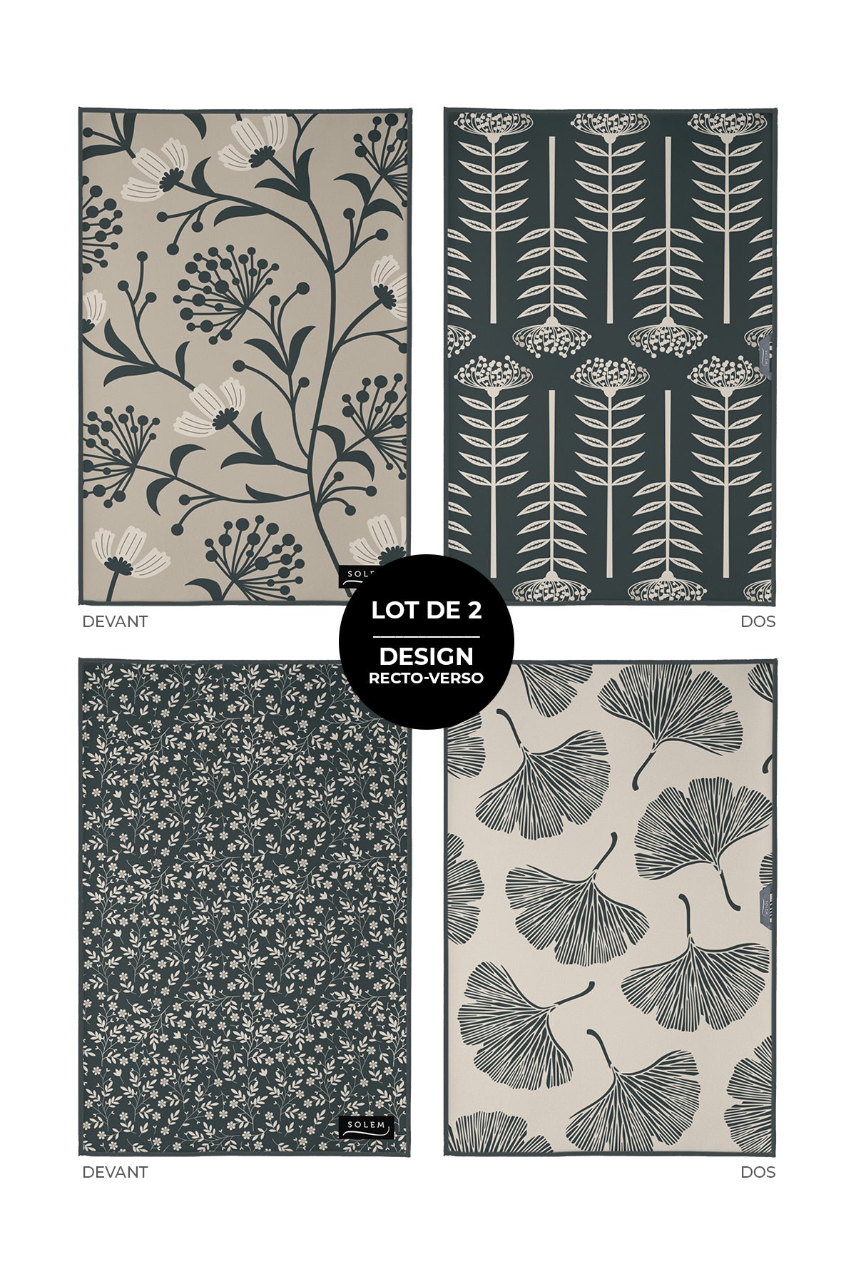 Linges à vaisselle Fleurs de velours (lot de 2)