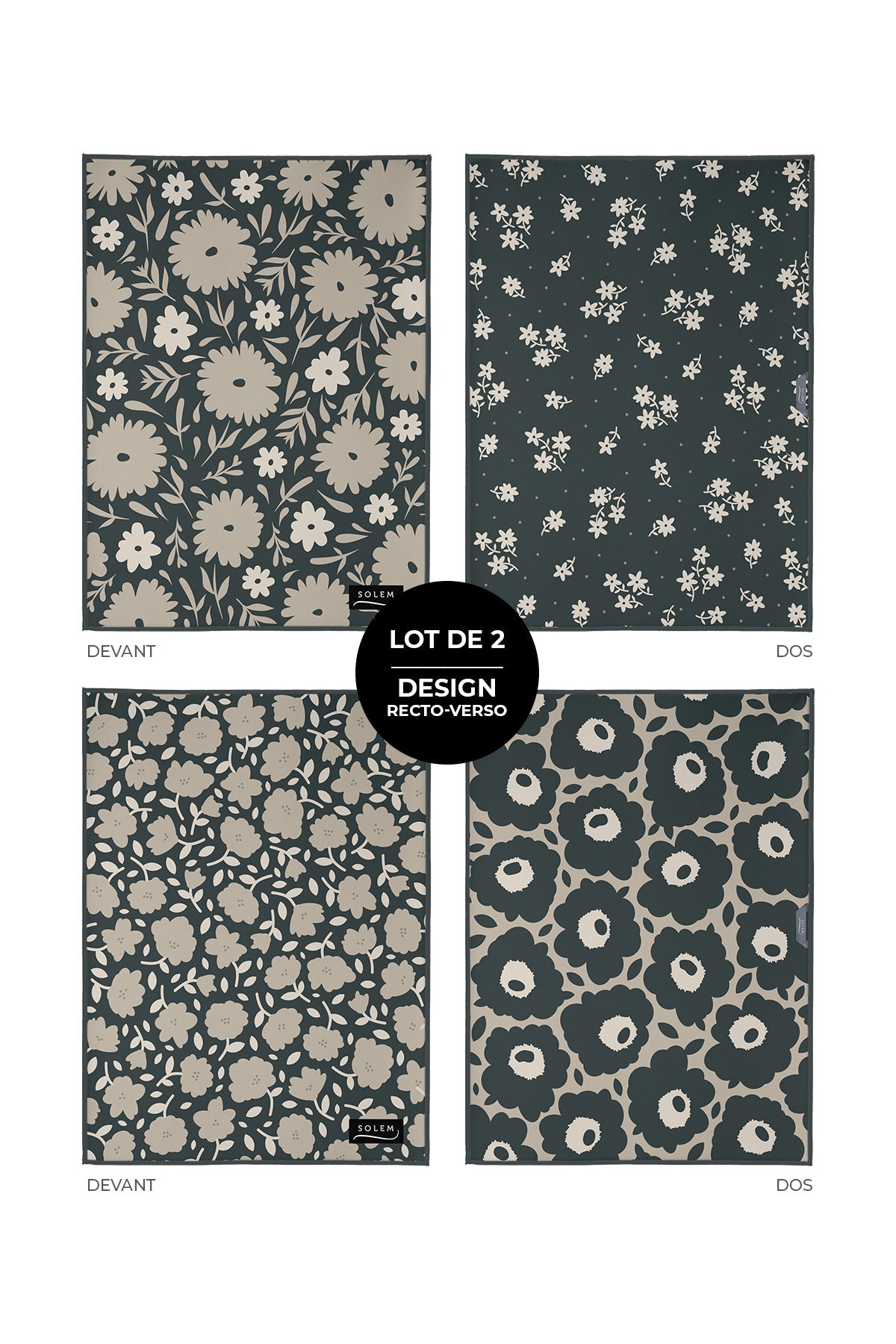 Linge vitres et miroirs Ombre de lin (lot de 2) - Linge vitres et miroirs Ombre de lin (lot de 2) - Solem