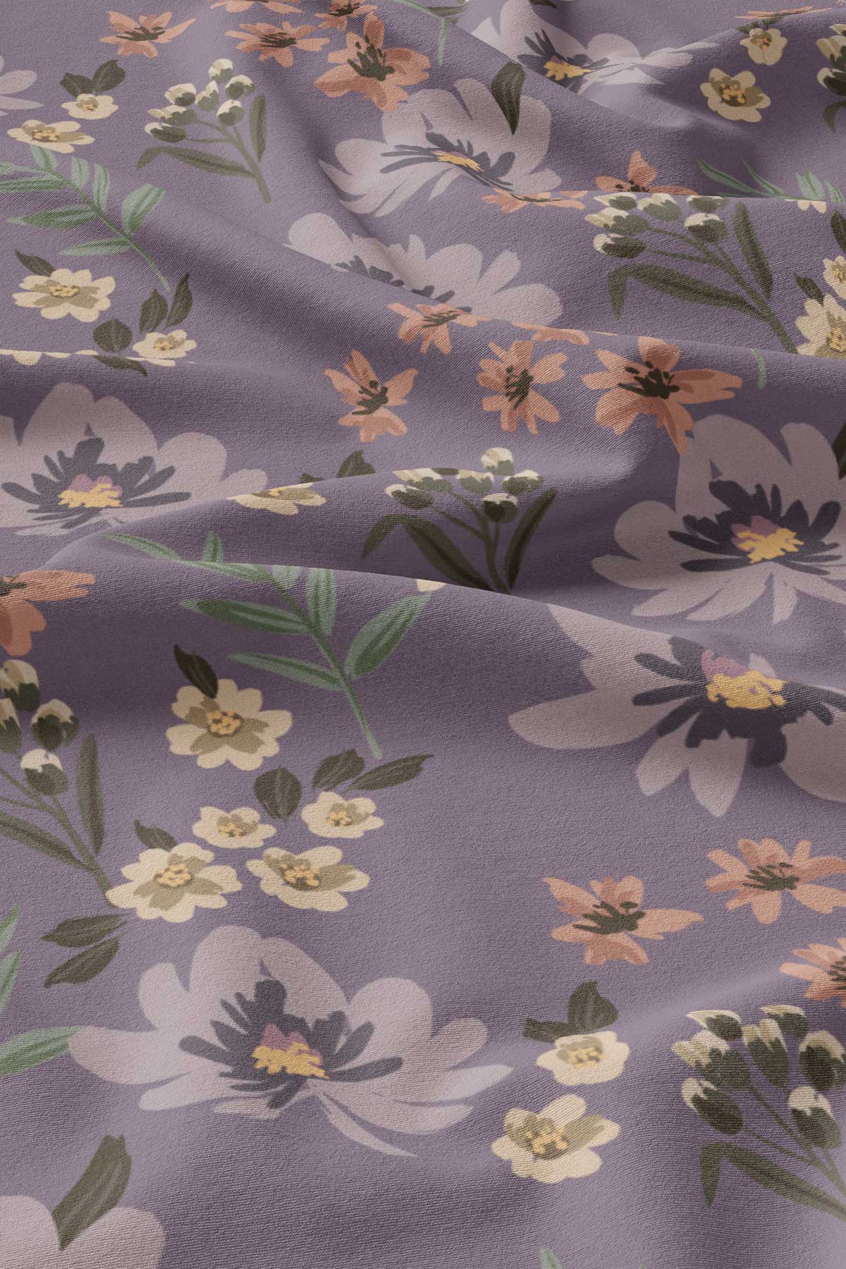 zoom - sur - serviette - violette - de - vaisselle - en - microfibre - avec - fleurs - différentes - Linges à vaisselle Douce Floraison (lot de 2) - Solem