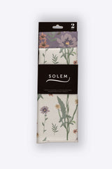 paire - de - serviettes - vaisselle - microfibre - violet - beige - fleuri - Linges à vaisselle Douce Floraison (lot de 2) - Solem