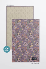 recto - de - serviette - violet - avec - fleurs - verso - beige - Linges à vaisselle Douce Floraison (lot de 2) - Solem