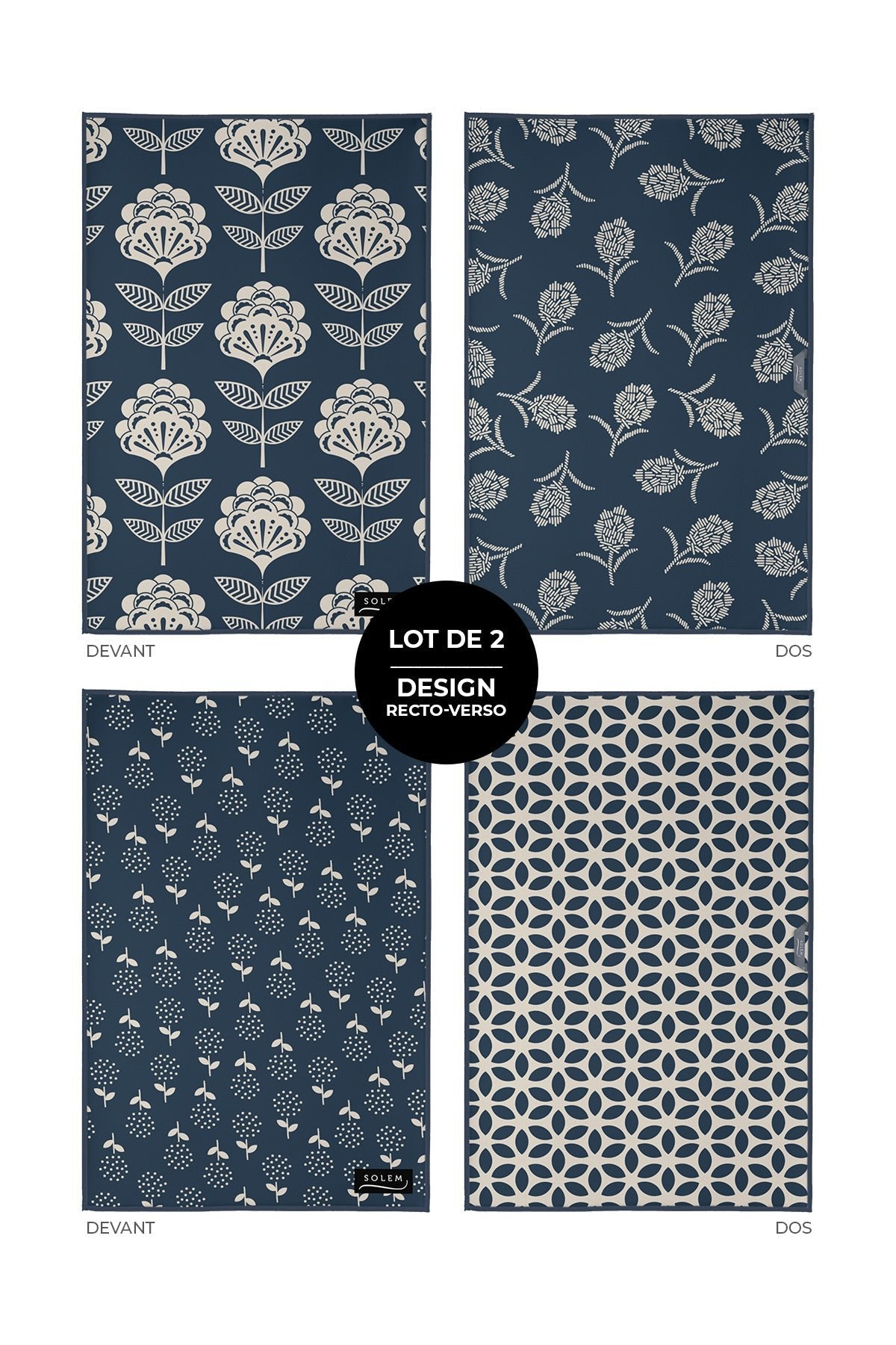 Linges à vaisselle Nature Indigo (lot de 2) - Linges à vaisselle Nature Indigo (lot de 2) - Solem