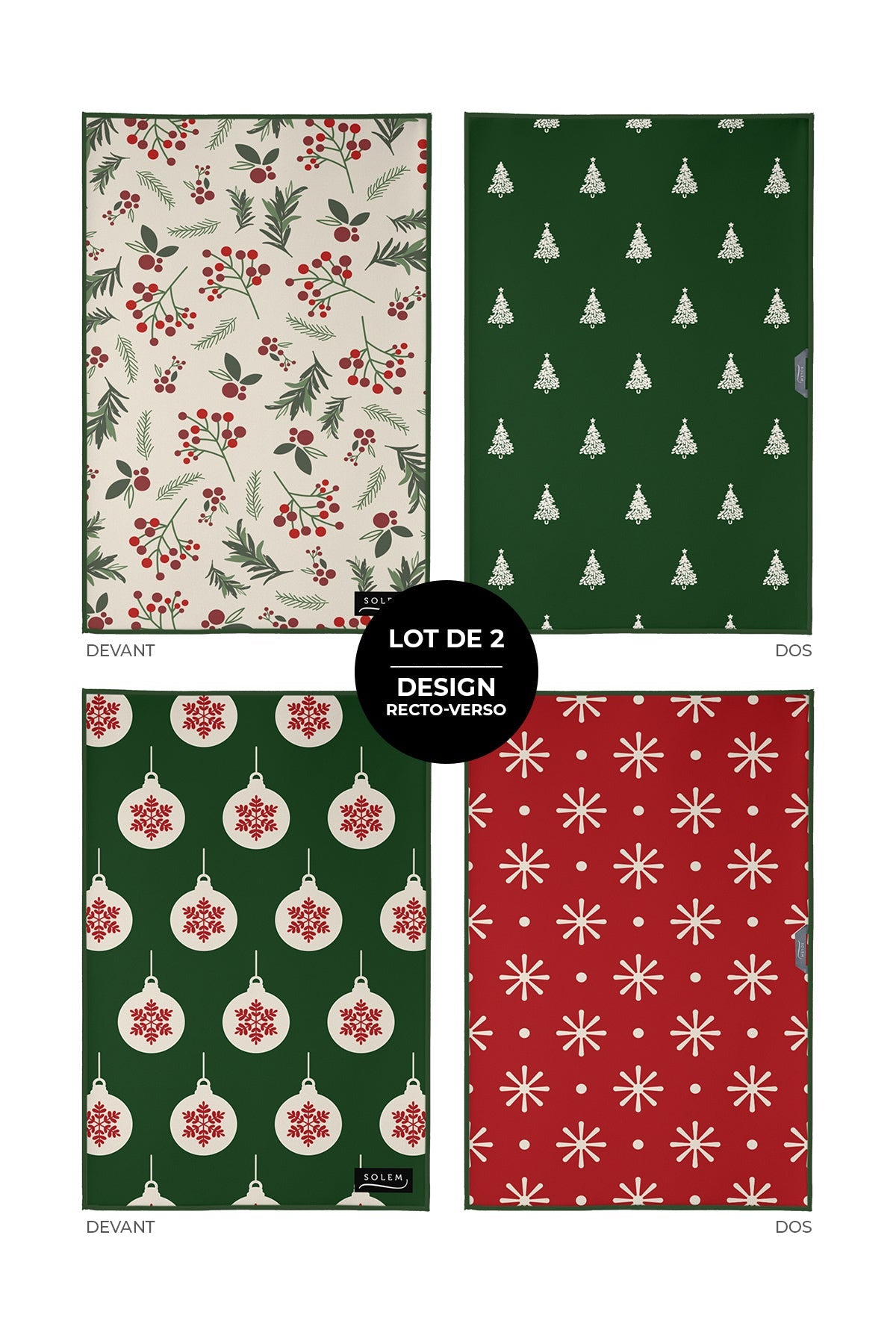 Linges à vaisselle Sous les sapins - Édition limitée Noël 2025 (lot de 2) - Linges à vaisselle Sous les sapins - Édition limitée Noël 2025 (lot de 2) - Solem