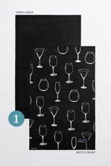 serviette - noir - microfibre - polissage - recto - verso - verres - illustration - Linges de polissage Le Grand Cru (lot de 2) - Solem