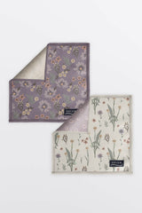 Lot - de - deux - linges - de - lunette - avec - motif - fleuri - violet - et - beige - Lingettes à lunettes Douce Floraison (lot de 2) - Solem