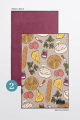 serviette - avec - de - face - element - epicurien - et - verso - rouge - bordeaux - geometrique - Précommande Linges à vaisselle Épicurien (lot de 2) - Solem