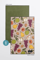 serviette - avec - face - fruits - verso - vert - geometrique - Précommande Linges à vaisselle Épicurien (lot de 2) - Solem