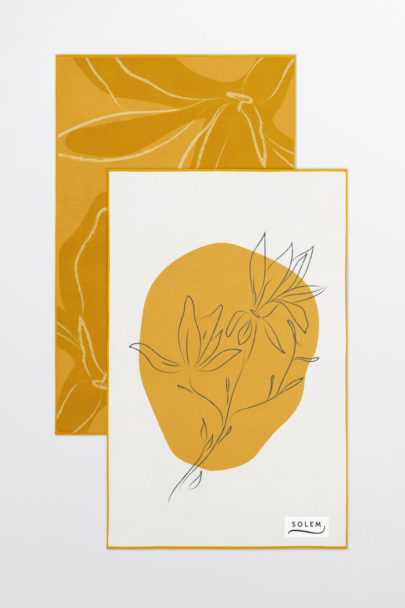 Linges à vaisselle Les Magnolias -Jaune (Lot de 2) - Linges à vaisselle Les Magnolias -Jaune (Lot de 2) - Solem