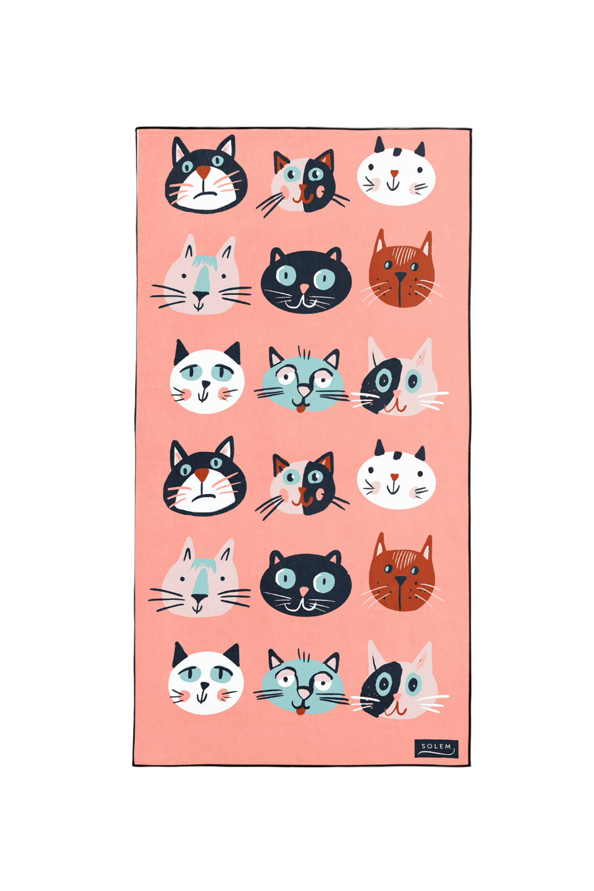 Lot de 2 serviettes de bain en coton motif chat - 70 x 140 cm Lot de 2 serviettes de bain en coton motif chat - 70 x 140 cm