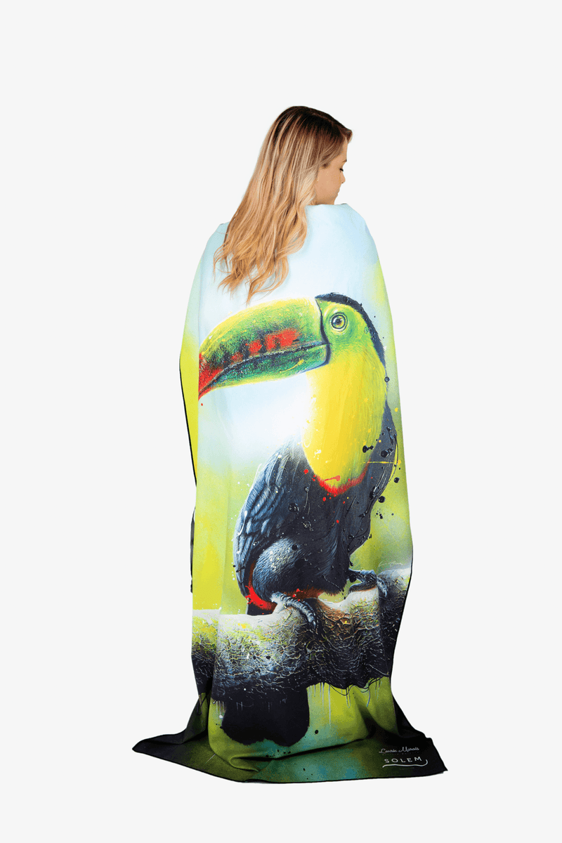 serviette-de-microfibre-solem-toucan - Serviette de plage Le Toucan « Tu viens souvent ici? » | XL - Solem